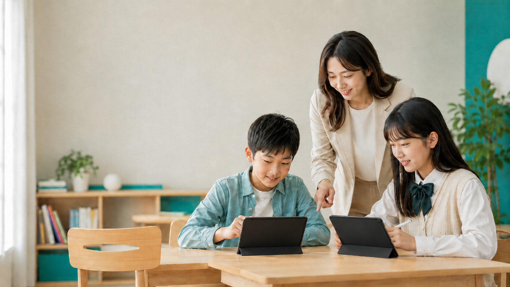 天神Xを使って学ぶ生徒たち