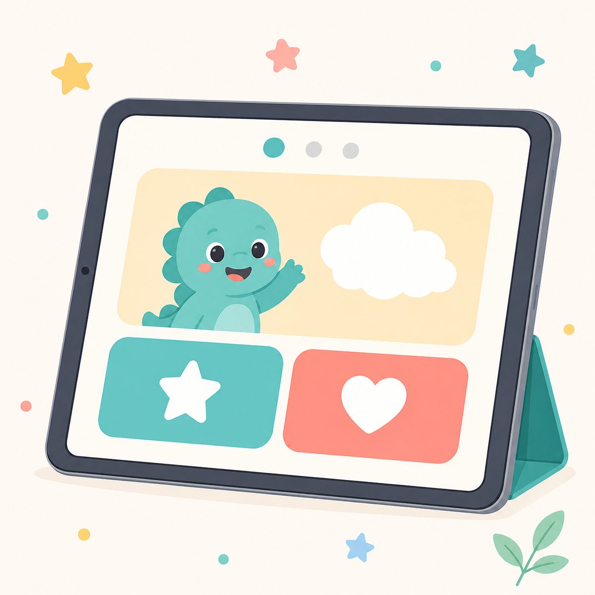 マスコットキャラクターとシンプルな選択肢が並ぶ問題画面のイラスト