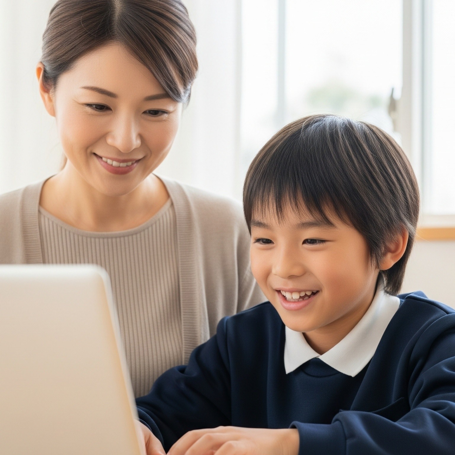 子どもが笑顔で学習する様子