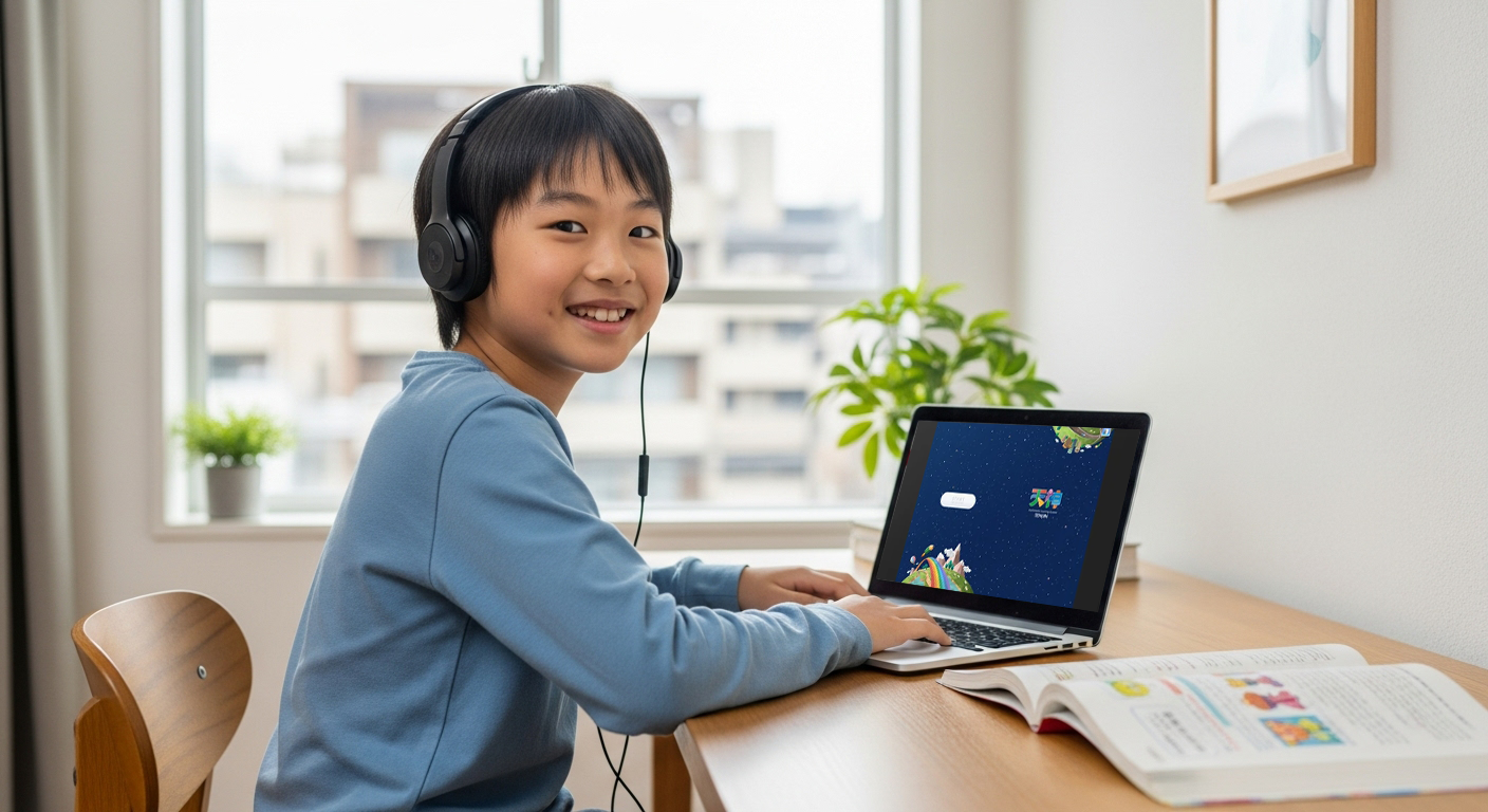 自宅で学習する様子