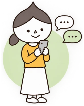 スマホで相談するお母さん