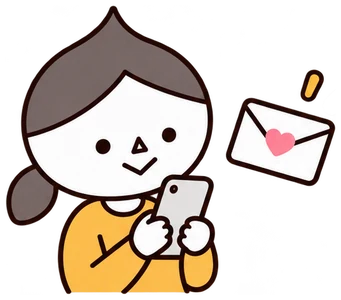 スマホで資料請求するお母さん